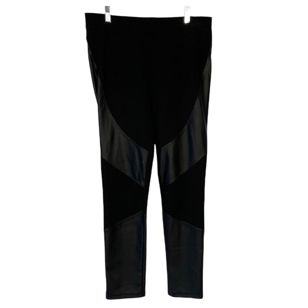 🛍 5 for $25 BUFFALO David Bitton Black High-Rise Faux Leather Knit Leggings L